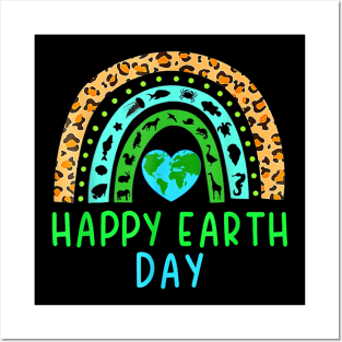 Happy Earth Day Cute Rainbow Earth Lover Men Women Kids Posters and Art